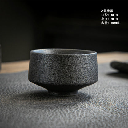 Coarse Pottery Tea Cup Creative Tea Cup Japanese Style Tea Cup Cross-Border Supply Retro Ceramic Master Cup Kung Fu Small Tea Bowl