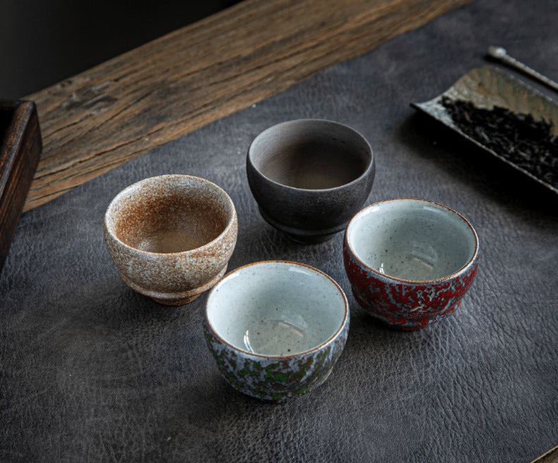 Coarse Pottery Tea Cup Creative Tea Cup Japanese Style Tea Cup Cross-Border Supply Retro Ceramic Master Cup Kung Fu Small Tea Bowl