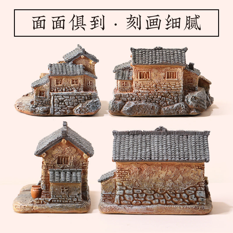 Resin Miniature House Desktop Craft Garden Landscaping Potted Plant Bonsai National Trend