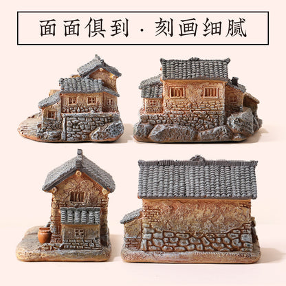 Resin Miniature House Desktop Craft Garden Landscaping Potted Plant Bonsai National Trend