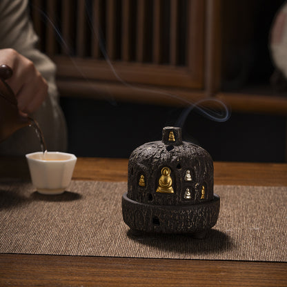 Incense Burner Dunhuang Zen Buddha Purple Clay Gourd Chinese Style Home Incense Tray Holder Incense Stick Agarwood Indoor Incense Box