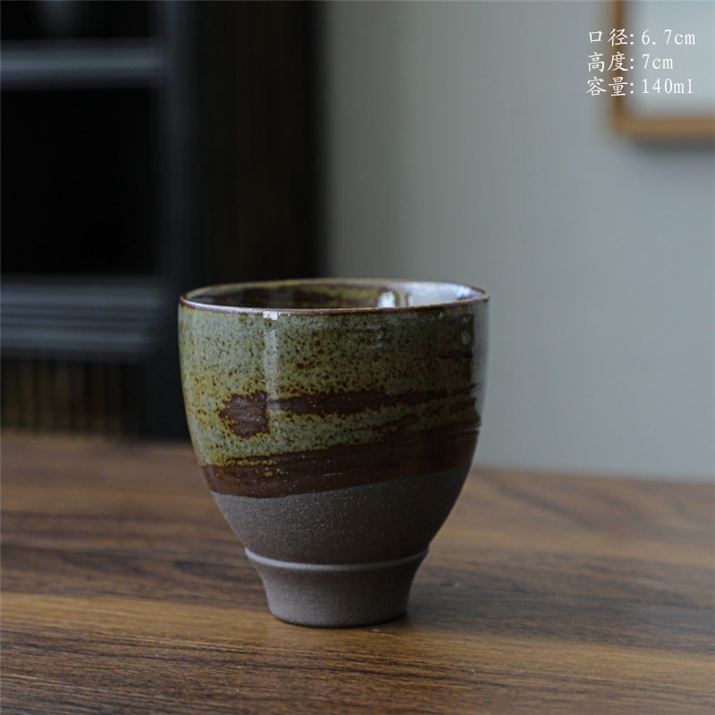 Coarse Pottery Tea Cup Creative Tea Cup Japanese Style Tea Cup Cross-Border Supply Retro Ceramic Master Cup Kung Fu Small Tea Bowl