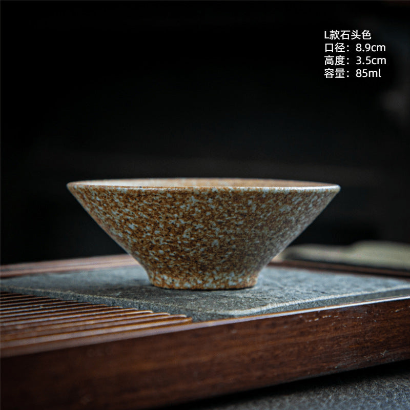 Coarse Pottery Tea Cup Creative Tea Cup Japanese Style Tea Cup Cross-Border Supply Retro Ceramic Master Cup Kung Fu Small Tea Bowl