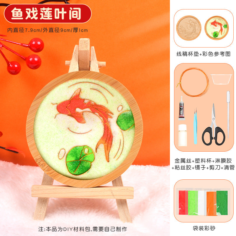 Cloisonné Enamel diy Material Kit Cloisonné Coaster Chinese Style Handmade Team Building Warm-Up Activity Manufacturer Wholesale