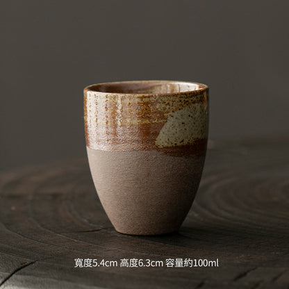 Coarse Pottery Tea Cup Creative Tea Cup Japanese Style Tea Cup Cross-Border Supply Retro Ceramic Master Cup Kung Fu Small Tea Bowl