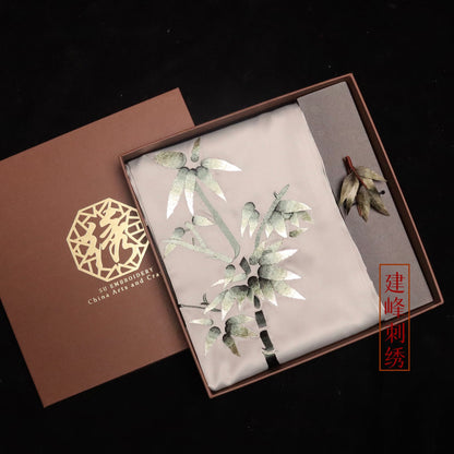 Suzhou Embroidery Scarf Suzhou Embroidery Intangible Cultural Heritage Velvet Flower Brooch Set Gift Box Handmade Suzhou Specialty Embroidery Silk Qinxuan