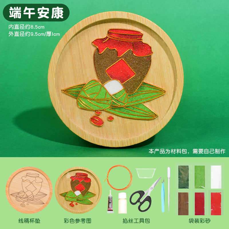Cloisonné Enamel diy Material Kit Cloisonné Coaster Chinese Style Handmade Team Building Warm-Up Activity Manufacturer Wholesale