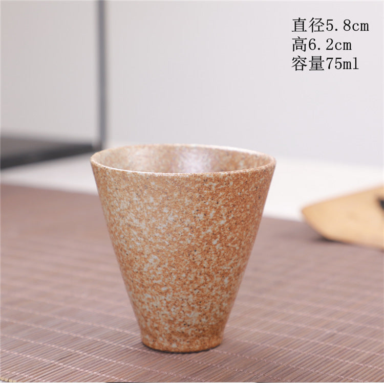 Coarse Pottery Tea Cup Creative Tea Cup Japanese Style Tea Cup Cross-Border Supply Retro Ceramic Master Cup Kung Fu Small Tea Bowl