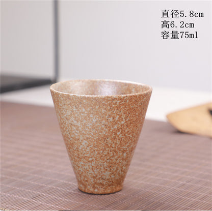 Coarse Pottery Tea Cup Creative Tea Cup Japanese Style Tea Cup Cross-Border Supply Retro Ceramic Master Cup Kung Fu Small Tea Bowl
