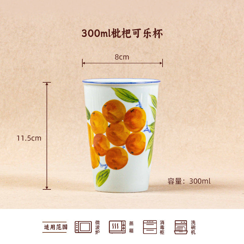 300ml Exquisite Chinese Style Cola Cup Jingdezhen High Temperature Underglaze Hand-painted Simple Household Water Cup Tableware