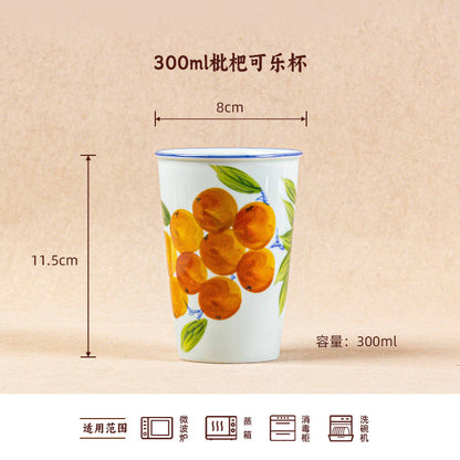 300ml Exquisite Chinese Style Cola Cup Jingdezhen High Temperature Underglaze Hand-painted Simple Household Water Cup Tableware