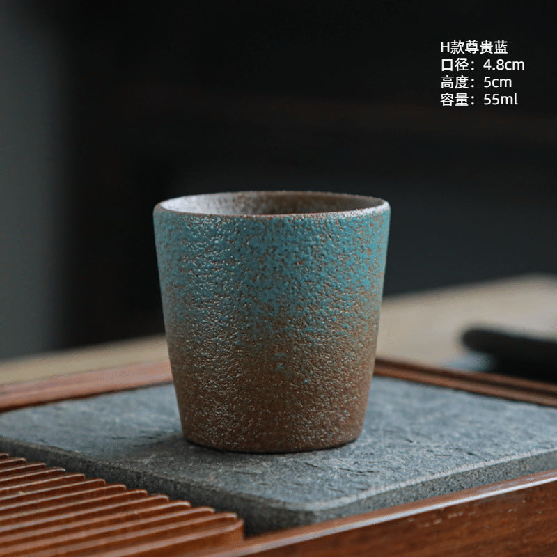 Coarse Pottery Tea Cup Creative Tea Cup Japanese Style Tea Cup Cross-Border Supply Retro Ceramic Master Cup Kung Fu Small Tea Bowl