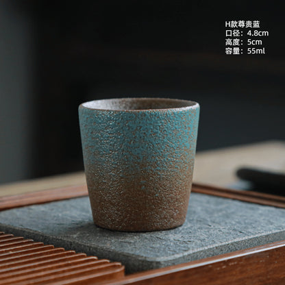 Coarse Pottery Tea Cup Creative Tea Cup Japanese Style Tea Cup Cross-Border Supply Retro Ceramic Master Cup Kung Fu Small Tea Bowl
