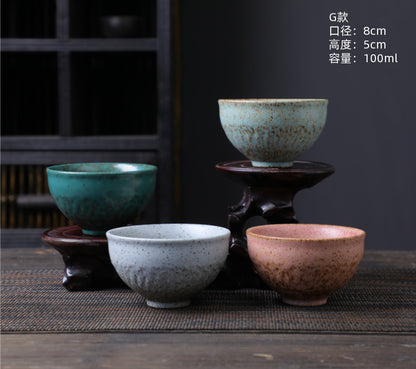 Coarse Pottery Tea Cup Creative Tea Cup Japanese Style Tea Cup Cross-Border Supply Retro Ceramic Master Cup Kung Fu Small Tea Bowl
