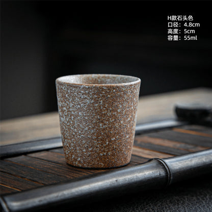 Coarse Pottery Tea Cup Creative Tea Cup Japanese Style Tea Cup Cross-Border Supply Retro Ceramic Master Cup Kung Fu Small Tea Bowl