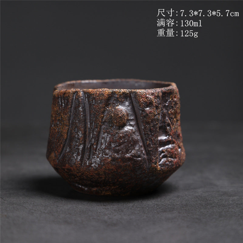 Coarse Pottery Tea Cup Creative Tea Cup Japanese Style Tea Cup Cross-Border Supply Retro Ceramic Master Cup Kung Fu Small Tea Bowl