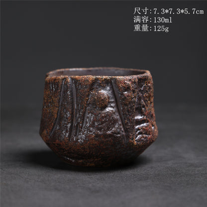 Coarse Pottery Tea Cup Creative Tea Cup Japanese Style Tea Cup Cross-Border Supply Retro Ceramic Master Cup Kung Fu Small Tea Bowl