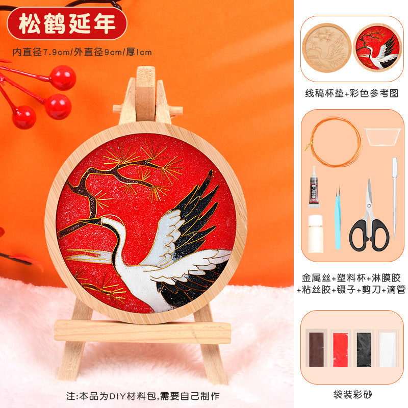 Cloisonné Enamel diy Material Kit Cloisonné Coaster Chinese Style Handmade Team Building Warm-Up Activity Manufacturer Wholesale