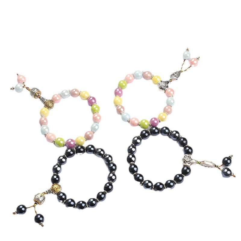 Fragrant Gray Porcelain Bracelet Boutique Men's and Women's Ceramic Bracelet Classic Duobao Macaron Fragrant Gray Colored Glaze Bracelet Get Goods
