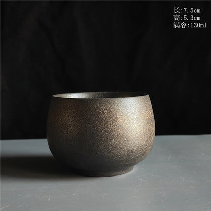 Coarse Pottery Tea Cup Creative Tea Cup Japanese Style Tea Cup Cross-Border Supply Retro Ceramic Master Cup Kung Fu Small Tea Bowl