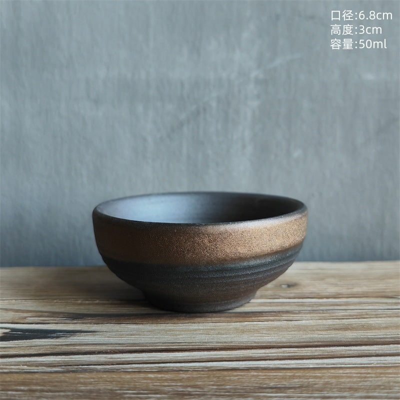 Coarse Pottery Tea Cup Creative Tea Cup Japanese Style Tea Cup Cross-Border Supply Retro Ceramic Master Cup Kung Fu Small Tea Bowl