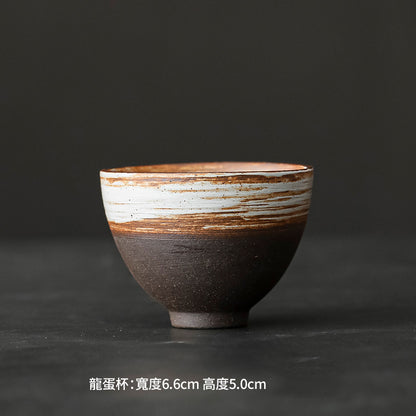 Coarse Pottery Tea Cup Creative Tea Cup Japanese Style Tea Cup Cross-Border Supply Retro Ceramic Master Cup Kung Fu Small Tea Bowl