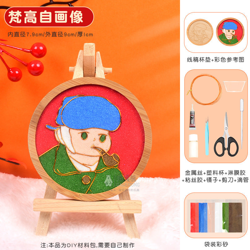 Cloisonné Enamel diy Material Kit Cloisonné Coaster Chinese Style Handmade Team Building Warm-Up Activity Manufacturer Wholesale