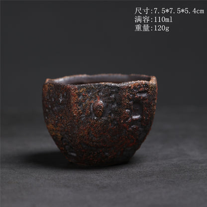Coarse Pottery Tea Cup Creative Tea Cup Japanese Style Tea Cup Cross-Border Supply Retro Ceramic Master Cup Kung Fu Small Tea Bowl