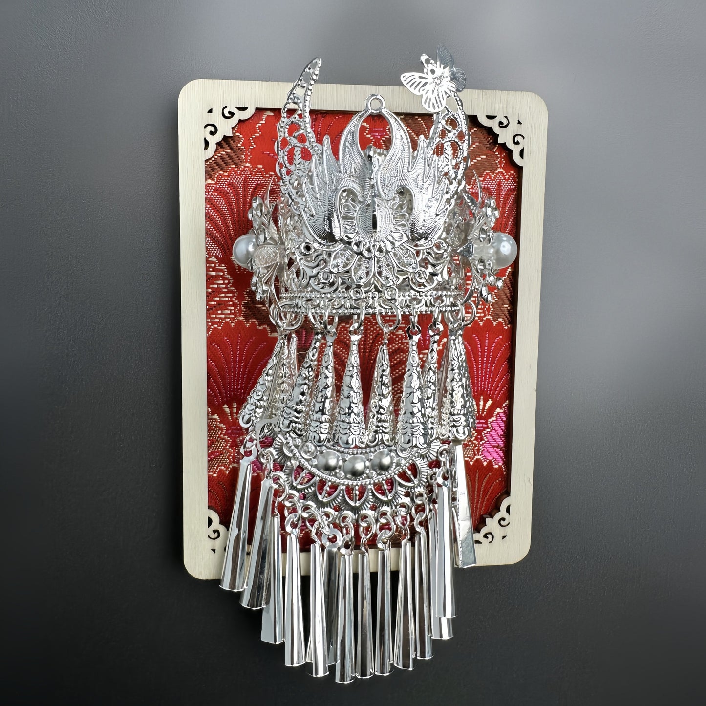 Guizhou Miao Ethnic Cultural Creative Refrigerator Magnet Dai Embroidery Cloth Large and Small Frame Three-Dimensional Phoenix Looking Back Guizhou Tourist Souvenir