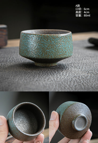 Coarse Pottery Tea Cup Creative Tea Cup Japanese Style Tea Cup Cross-Border Supply Retro Ceramic Master Cup Kung Fu Small Tea Bowl