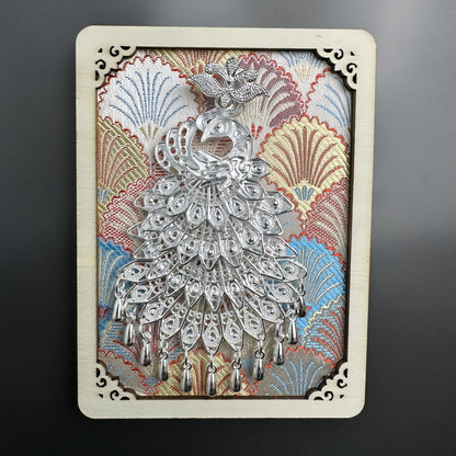 Guizhou Miao Ethnic Cultural Creative Refrigerator Magnet Dai Embroidery Cloth Large and Small Frame Three-Dimensional Phoenix Looking Back Guizhou Tourist Souvenir