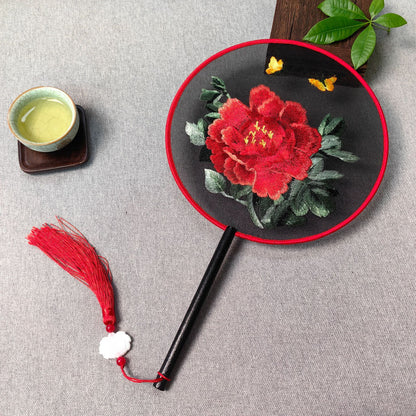 Traditional Fan Suzhou Double-Sided Embroidery Round Fan Dance Special Chinese Style Hanfu Cheongsam Classical Round Fan Summer Fan
