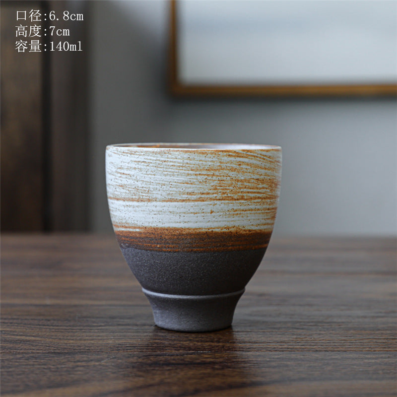 Coarse Pottery Tea Cup Creative Tea Cup Japanese Style Tea Cup Cross-Border Supply Retro Ceramic Master Cup Kung Fu Small Tea Bowl
