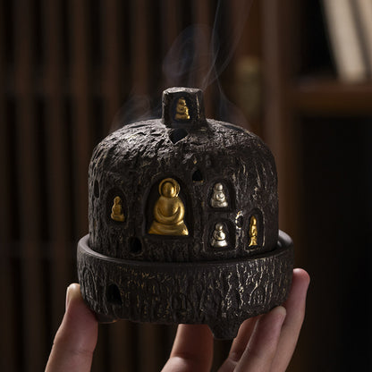 Incense Burner Dunhuang Zen Buddha Purple Clay Gourd Chinese Style Home Incense Tray Holder Incense Stick Agarwood Indoor Incense Box