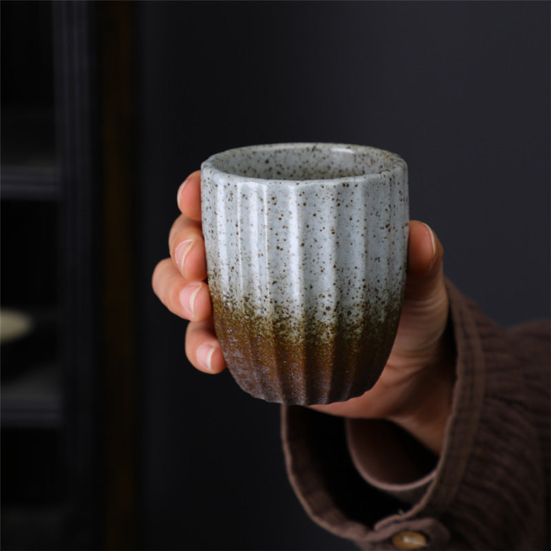 Coarse Pottery Tea Cup Creative Tea Cup Japanese Style Tea Cup Cross-Border Supply Retro Ceramic Master Cup Kung Fu Small Tea Bowl