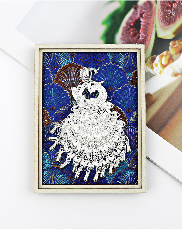 Guizhou Miao Ethnic Cultural Creative Refrigerator Magnet Dai Embroidery Cloth Large and Small Frame Three-Dimensional Phoenix Looking Back Guizhou Tourist Souvenir