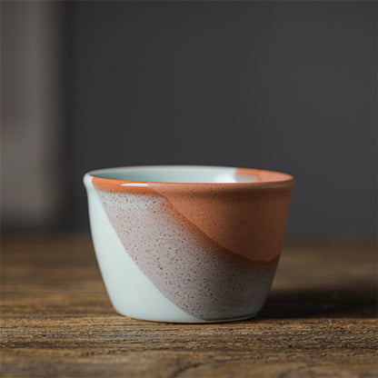 Coarse Pottery Tea Cup Creative Tea Cup Japanese Style Tea Cup Cross-Border Supply Retro Ceramic Master Cup Kung Fu Small Tea Bowl