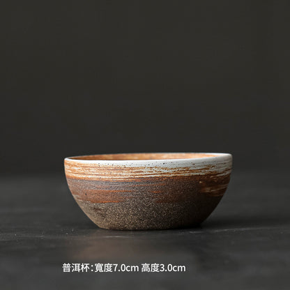 Coarse Pottery Tea Cup Creative Tea Cup Japanese Style Tea Cup Cross-Border Supply Retro Ceramic Master Cup Kung Fu Small Tea Bowl