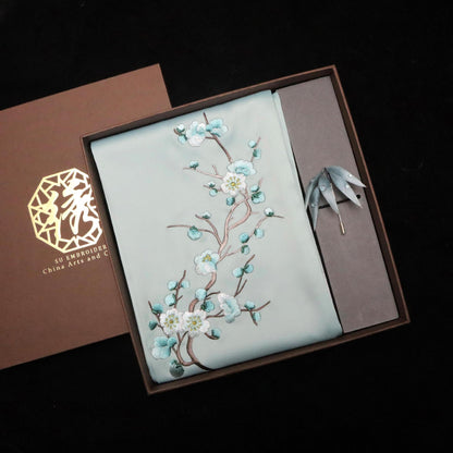 Suzhou Embroidery Scarf Suzhou Embroidery Intangible Cultural Heritage Velvet Flower Brooch Set Gift Box Handmade Suzhou Specialty Embroidery Silk Qinxuan