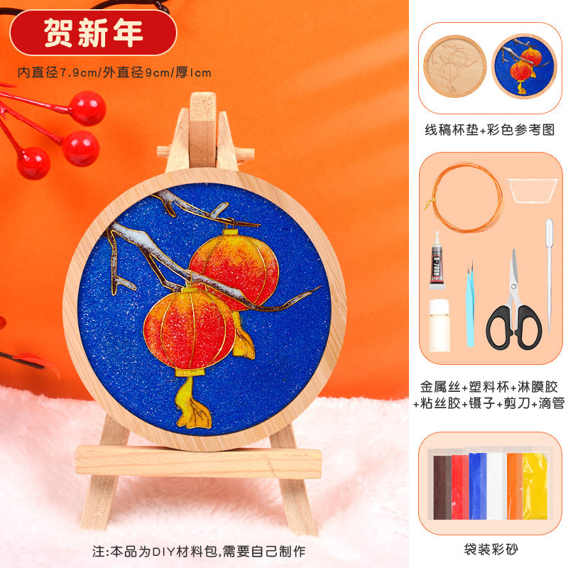 Cloisonné Enamel diy Material Kit Cloisonné Coaster Chinese Style Handmade Team Building Warm-Up Activity Manufacturer Wholesale