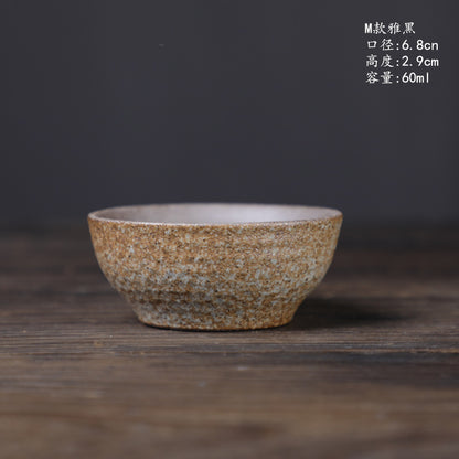 Coarse Pottery Tea Cup Creative Tea Cup Japanese Style Tea Cup Cross-Border Supply Retro Ceramic Master Cup Kung Fu Small Tea Bowl
