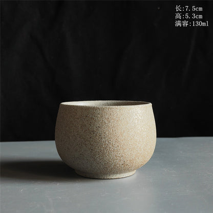 Coarse Pottery Tea Cup Creative Tea Cup Japanese Style Tea Cup Cross-Border Supply Retro Ceramic Master Cup Kung Fu Small Tea Bowl