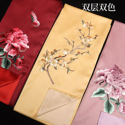 Suzhou Embroidery Scarf Suzhou Embroidery Intangible Cultural Heritage Velvet Flower Brooch Set Gift Box Handmade Suzhou Specialty Embroidery Silk Qinxuan