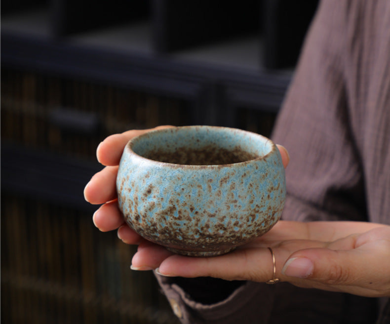 Coarse Pottery Tea Cup Creative Tea Cup Japanese Style Tea Cup Cross-Border Supply Retro Ceramic Master Cup Kung Fu Small Tea Bowl