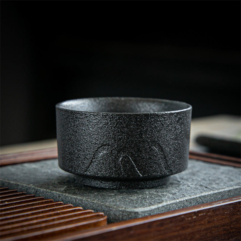 Coarse Pottery Tea Cup Creative Tea Cup Japanese Style Tea Cup Cross-Border Supply Retro Ceramic Master Cup Kung Fu Small Tea Bowl