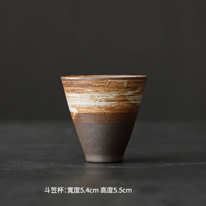 Coarse Pottery Tea Cup Creative Tea Cup Japanese Style Tea Cup Cross-Border Supply Retro Ceramic Master Cup Kung Fu Small Tea Bowl