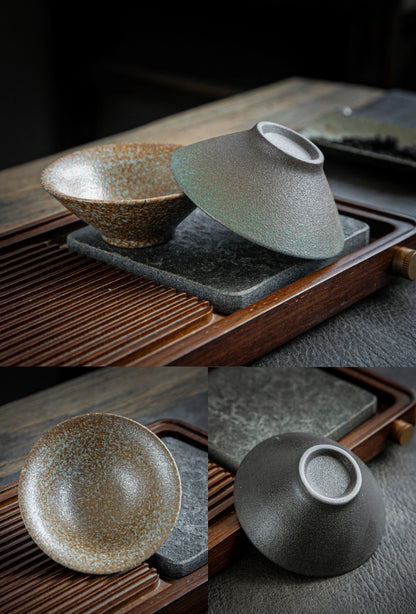 Coarse Pottery Tea Cup Creative Tea Cup Japanese Style Tea Cup Cross-Border Supply Retro Ceramic Master Cup Kung Fu Small Tea Bowl