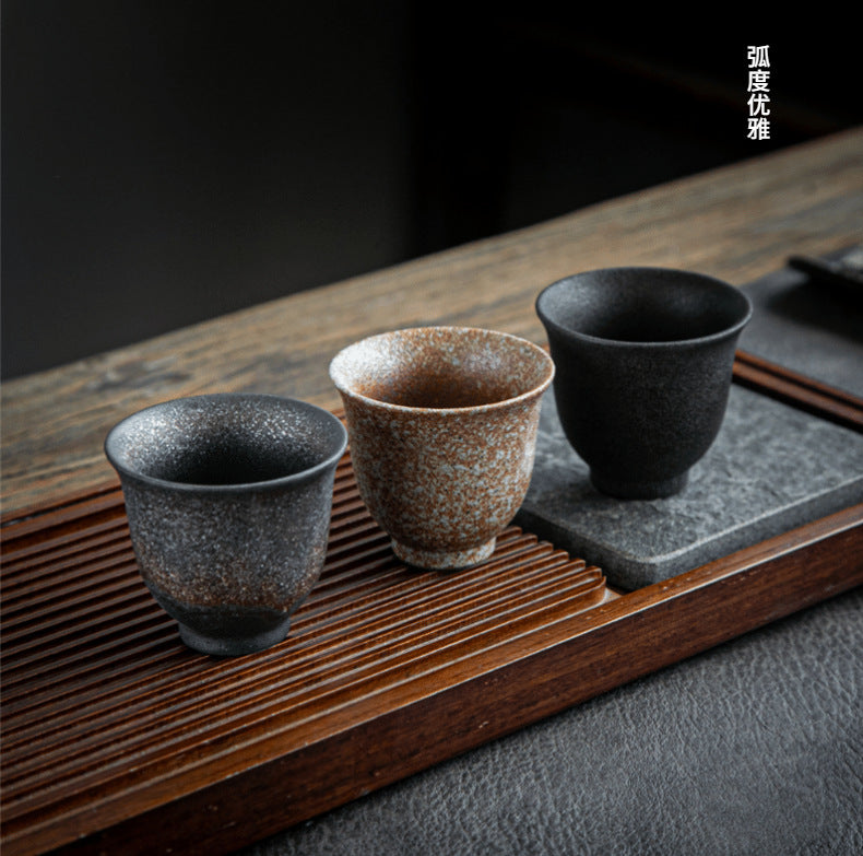 Coarse Pottery Tea Cup Creative Tea Cup Japanese Style Tea Cup Cross-Border Supply Retro Ceramic Master Cup Kung Fu Small Tea Bowl