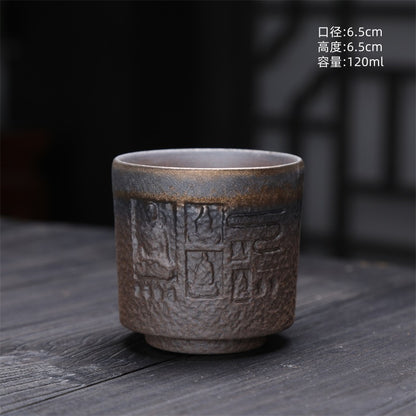 Coarse Pottery Tea Cup Creative Tea Cup Japanese Style Tea Cup Cross-Border Supply Retro Ceramic Master Cup Kung Fu Small Tea Bowl