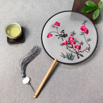 Traditional Fan Suzhou Double-Sided Embroidery Round Fan Dance Special Chinese Style Hanfu Cheongsam Classical Round Fan Summer Fan